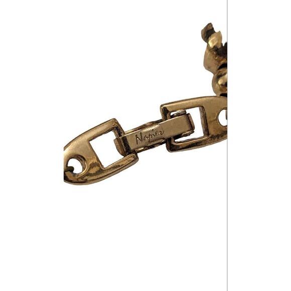 Signed‎ NAPIER Goldtone Cream Round Oval Beads Shape 29" Necklace Vintage - Picture 4 of 5